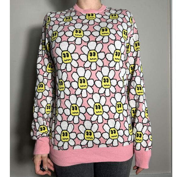 ALAB Crewbie Peony and Daisy Smiley Sweater Size Medium - Picture 1 of 6